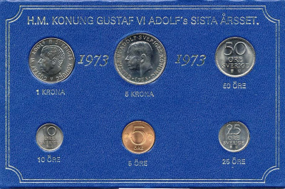 ШВЕЦИЯ НАБОР ИЗ 6 МОНЕТ 1973 04-062-204