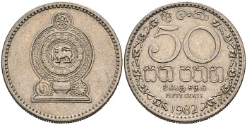 Шри-Ланка 50 центов 1982 KM 135.1 медно-никель 4566-1156