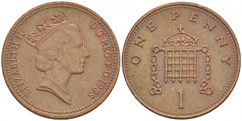 Великобритания 1 пенни 1988 Елизавета II (1952-2022) KM 935, Spink 4381 (B3) бронза 3955-525