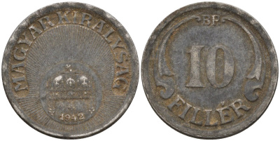 Венгрия 10 филлеров 1942 KM 507a сталь 4151-1161