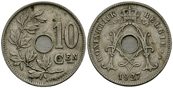 Бельгия 10 сантимов 1927 Belgie KM 86 медно-никель 4171-244