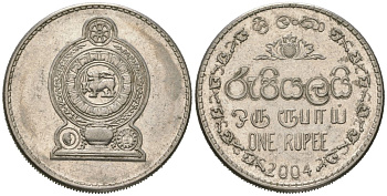 Шри-Ланка 1 рупия 2004 KM 136a сталь плакированная никелем 4620-155