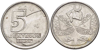 БРАЗИЛИЯ 5 СЕНТАВО 1989 РЕФОРМА 1989-1990 KM 612 нержавеющая сталь 105-744