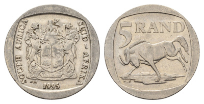 ЮАР 5 рандов 1995 KM 140 медь плакированная никелем 4114-844