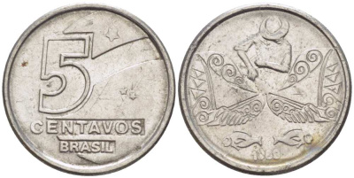 БРАЗИЛИЯ 5 СЕНТАВО 1989 РЕФОРМА 1989-1990 KM 612 нержавеющая сталь 105-744