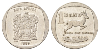 ЮАР 1 ранд 1998 KM 164 медь плакированная никелем 4627-342