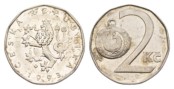 Чехия 2 кроны 1993 KM 9 сталь плакированная никелем 4643-326