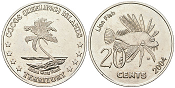 Кокосовые острова (Австралия) 20 центов 2004 X 13 медно-никель BUNC 4574-1133