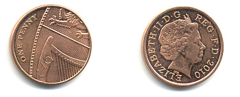 Великобритания 1 пенни 2010 Елизавета II (1952-2022) KM 1107, Spink B6 сталь плакированная медью 177-1231