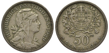 Португалия 50 сентаво 1929 KM 577 медно-никель 77-925