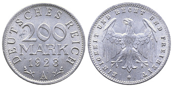 ГЕРМАНИЯ 200 МАРОК 1923 A KM 35, J. 304 алюминий 4380-452