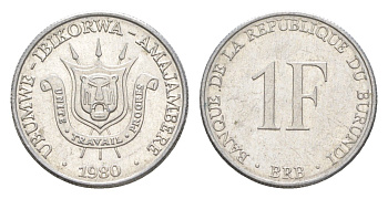 Бурунди 1 франк 1980 KM 19 алюминий UNC 4649-431