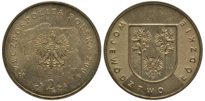 Польша 2 злотых 2004 MW, серия польские воеводства, Лодзинское воеводство KM 487 нордик 114-136