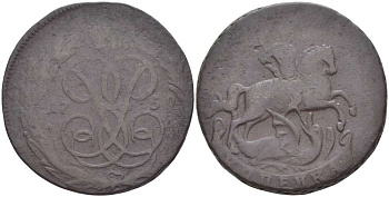 РОССИЯ 1 КОПЕЙКА 1759 БЕЗ БУКВ МОНДВОРА, ЕЛИЗАВЕТА (1741-1761), Биткин 396, КРАСНЫЙ МОНДВОР KM 6.1 медь 155-424