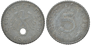 Германия 5 рейхспфеннигов 1940 E KM 100, J.370 цинк 4174-463