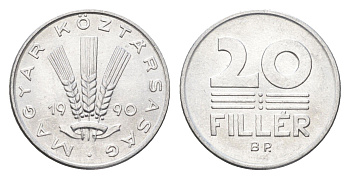 Венгрия 20 филлеров 1990 BP KM 676 алюминий UNC 4668-214