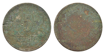 Турция 5 курушей 1938 KM 862 медно-никель 4647-512