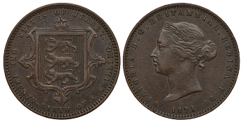 Джерси 1/26 шиллинга 1871 Виктория (1837-1901) KM 4 бронза 4393-135