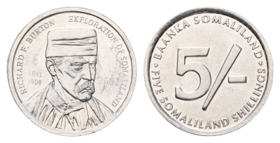 Сомалиленд 5 шиллингов 2002 Ричард Френсис Бёртон, год-тип KM 4 алюминий UNC 4675-1254