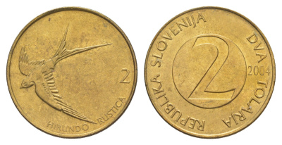Словения 2 толара 2004 KM 5 латунь aUNC 4519-1147