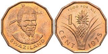 Свазиленд 1 цент 1975 FAO, продовольственная программа, Собуза II KM 21 бронза UNC 4611-411
