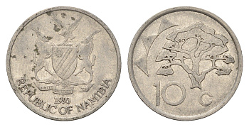Намибия 10 центов 1993 KM 2 сталь плакированная никелем 4702-427