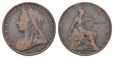 Великобритания 1 пенни 1900 Виктория (1837-1901) KM 790, Spink 3961 бронза 4661-434