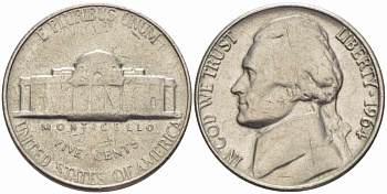 США 5 ЦЕНТОВ 1964 ДЖЕФФЕРСОН KM А192 медно-никель 4364-1227