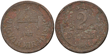 Венгрия 2 филлера 1927 BP KM 506 бронза 4115-1115