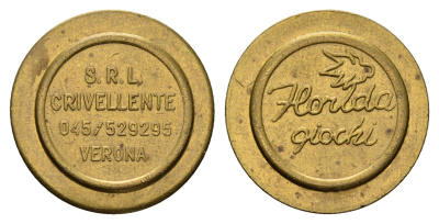 Италия, Верона жетон для равлечений диаметр 24 мм, вес 5,1 гр латунь 4670-742