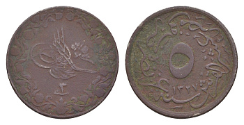 Египет 5/10 кирша 1909 AH 1327 KM 304 медно-никель 4655-468