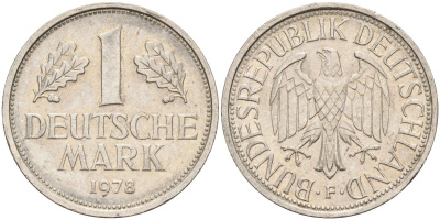 ФРГ 1 марка 1978 F KM 110, J. 385 медно-никель 4177-1136