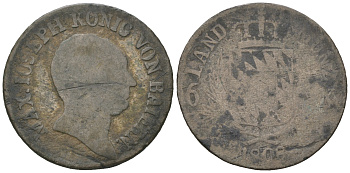 Бавария 6 крейцеров 1808 Максимилиан I Иосиф (1806-1825) KM 346, Jaeger 9, AKS 53 серебро 54-841