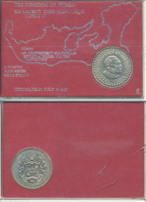 Тонга 2 паанга 1967 4 июля 1967 коронация Тауфа’ахау Тупоу IV, в оригинальном блистере KM 19 медно-никель  UNC  7-4-84