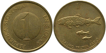 Словения 1 толар 1998 KM 4 латунь 4546-1056