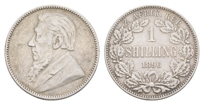 ЮАР 1 шиллинг 1896 ZAR, Трансвааль, Крюгер KM 5 серебро 1518-623
