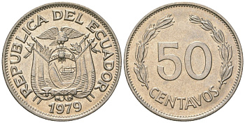 Эквадор 50 сентаво 1979 KM 81 сталь плакированная никелем aUNC 4511-125