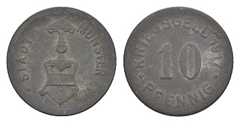 Мюнстер в Вестфалии 10 пфеннигов 1917 Funck 350.1, Men18 22667.1 цинк 4643-966