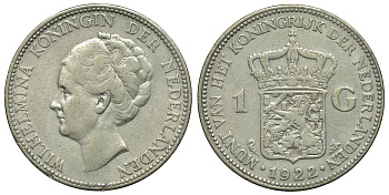 Нидерланды 1 гульден 1922 Вильгельмина (1890-1948) KM 161.1 серебро 4111-532