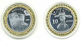 ИСПАНИЯ 10 ЕВРО 2009 САЛЬВАДОР ДАЛИ, МРАМОРНЫЙ БЮСТ ЖЕНЩИНЫ серебро PROOF 05-042-23