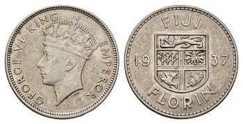 Фиджи 1 флорин 1937 Георг VI (1936-1952), год-тип KM 10 серебро 270-343