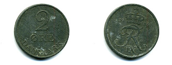 ДАНИЯ 2 ЭРЕ 1956 C; S, ФРЕДЕРИК IX (1947-1972) KM 840.2 цинк 57-734
