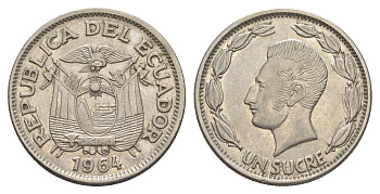 Эквадор 1 сукре 1964 KM 78b сталь плакированная никелем 83-146