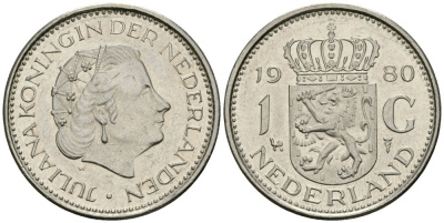 Нидерланды 1 гульден 1980 Юлиана (1948-1980) KM 184a никель 4579-554