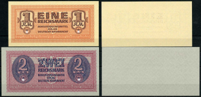Германия 1, 5, 10, 50 пфеннигов, 1 и 2 марки 1942 для вермахта Pick M32, M33, M34, M35, M36, M37 бумага UNC (пресс) 451-85-2