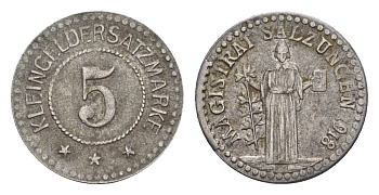 Зальцунген 5 пфеннигов 1918 Funck 466.1, Men05 22370.1, Men18 27982.1 железо 4516-1031