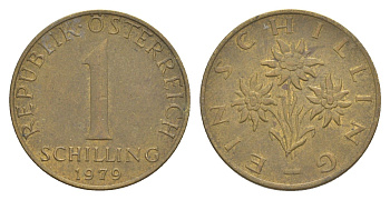 Австрия 1 шиллинг 1979 KM 2886 алюминиевая бронза 4561-853