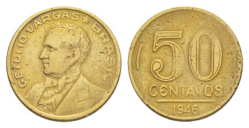 Бразилия 50 сентаво 1946 KM 557a алюминиевая бронза 4644-455