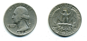 США 25 центов (квотер) 1973 Вашингтон KM 164а медь плакированная медно-никелем 46-2621