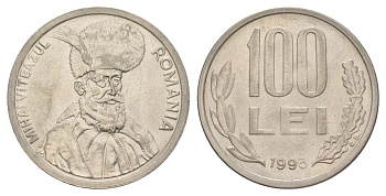 Румыния 100 леев 1993 KM 111 сталь плакированная никелем UNC 4168-1032